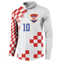 Custom Croatia National Football Button Sweatshirt Dynamic Red Heritage Checkerboard Pattern