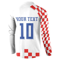 Custom Croatia National Football Button Sweatshirt Dynamic Red Heritage Checkerboard Pattern