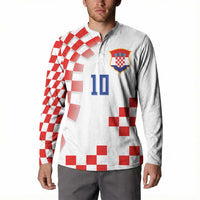 Custom Croatia National Football Button Sweatshirt Dynamic Red Heritage Checkerboard Pattern