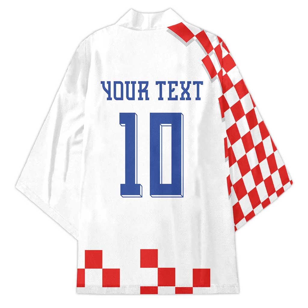 Custom Croatia National Football Kimono Dynamic Red Heritage Checkerboard Pattern