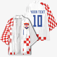 Custom Croatia National Football Kimono Dynamic Red Heritage Checkerboard Pattern