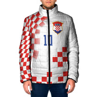 Custom Croatia National Football Padded Jacket Dynamic Red Heritage Checkerboard Pattern