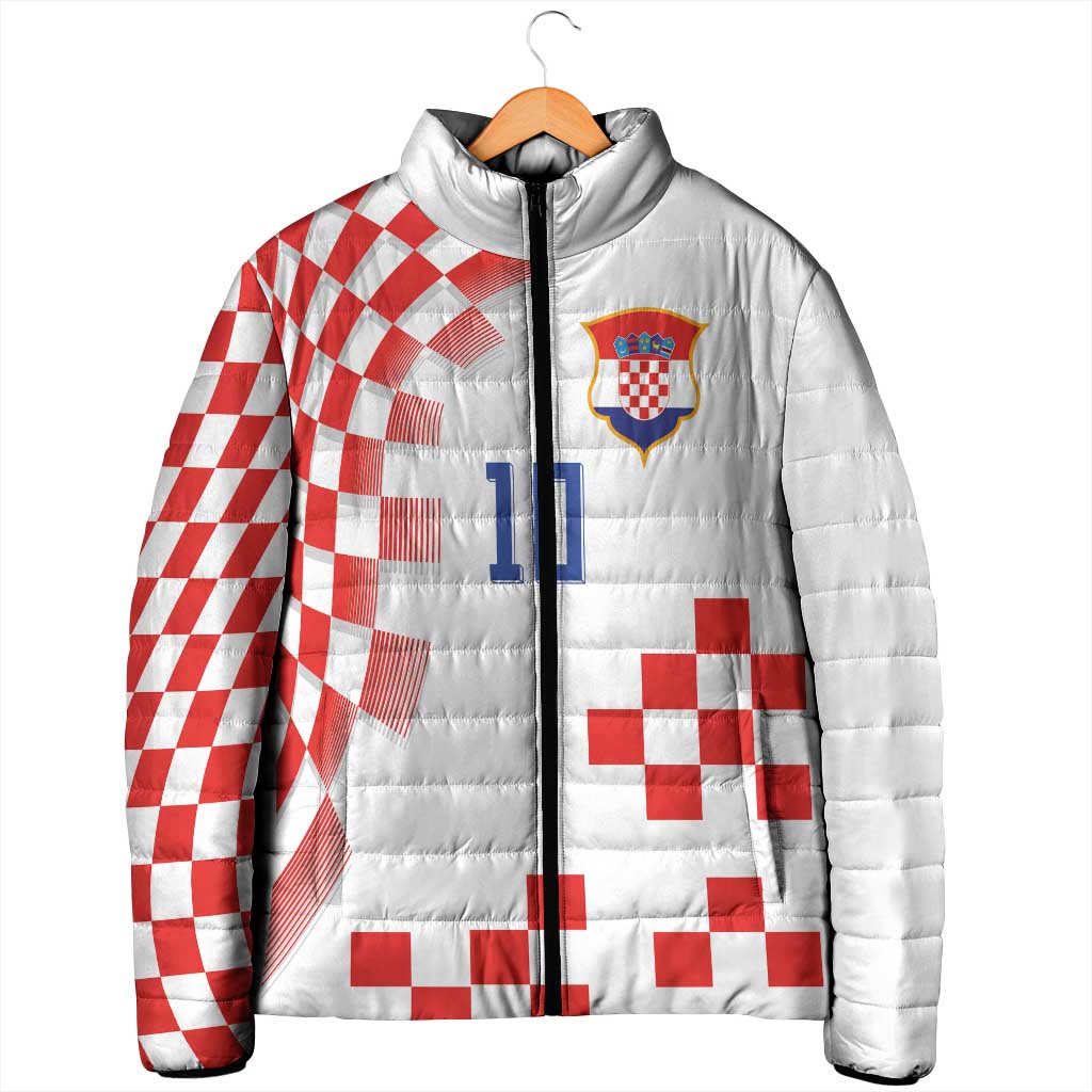 Custom Croatia National Football Padded Jacket Dynamic Red Heritage Checkerboard Pattern