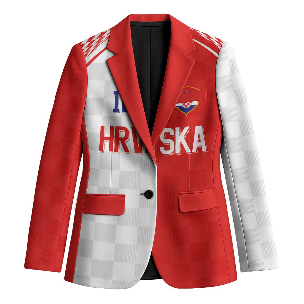 Custom Croatia Hrvatska Football Blazer Halftone Checkerboard National Crest