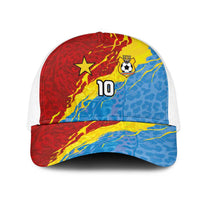Custom DR Congo Leopards Football Baseball Net Cap Abstract Leopard Pattern With National Colors And Crest