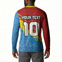 Custom DR Congo Leopards Football Button Sweatshirt Abstract Leopard Pattern With National Colors And Crest