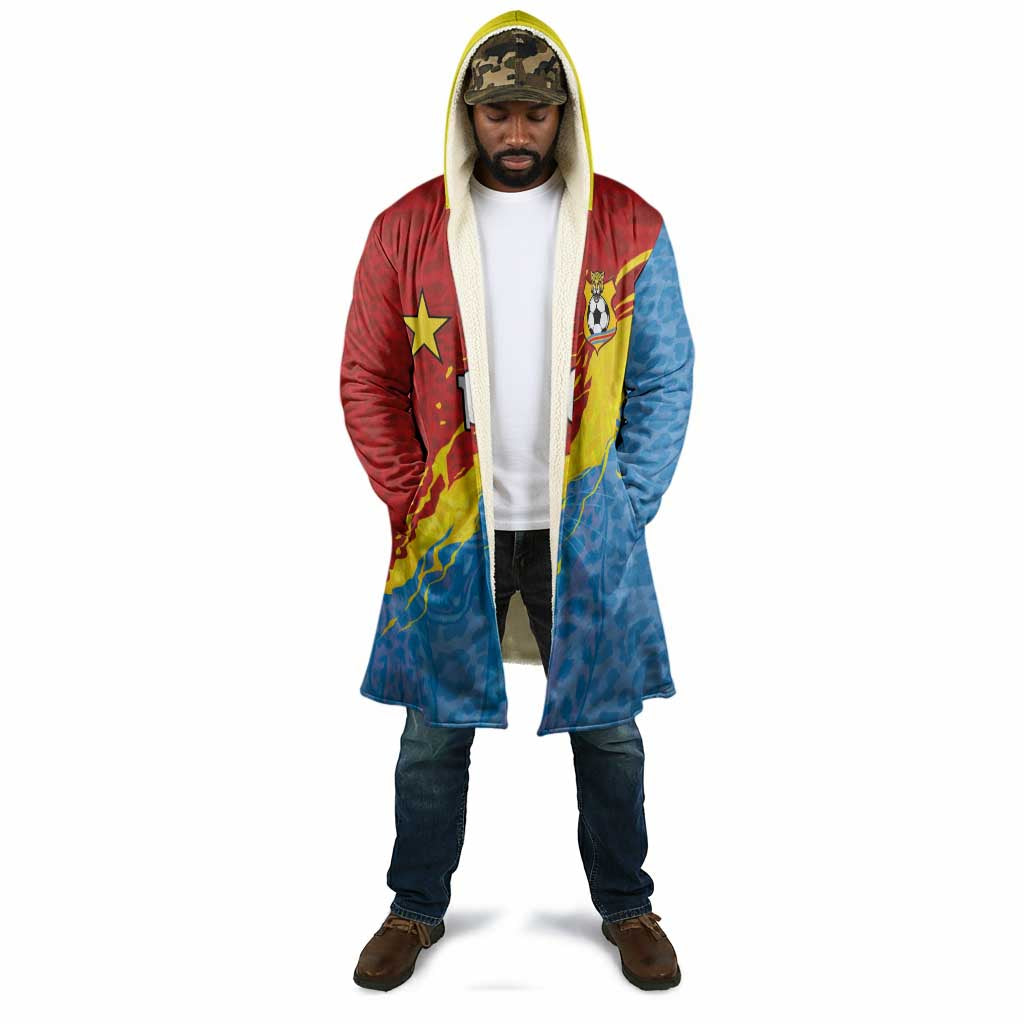 Custom DR Congo Leopards Football Cloak Abstract Leopard Pattern With National Colors And Crest
