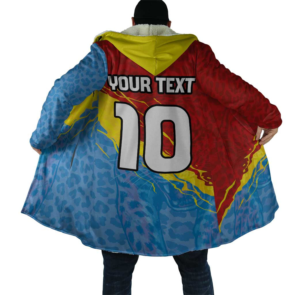 Custom DR Congo Leopards Football Cloak Abstract Leopard Pattern With National Colors And Crest