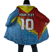 Custom DR Congo Leopards Football Cloak Abstract Leopard Pattern With National Colors And Crest