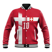 Custom Switzerland National Football Baseball Jacket Abstract Topographic Wave Pattern