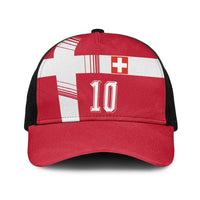 Custom Switzerland National Football Baseball Net Cap Abstract Topographic Wave Pattern