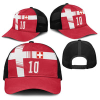 Custom Switzerland National Football Baseball Net Cap Abstract Topographic Wave Pattern