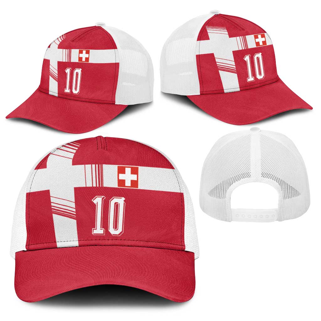 Custom Switzerland National Football Baseball Net Cap Abstract Topographic Wave Pattern