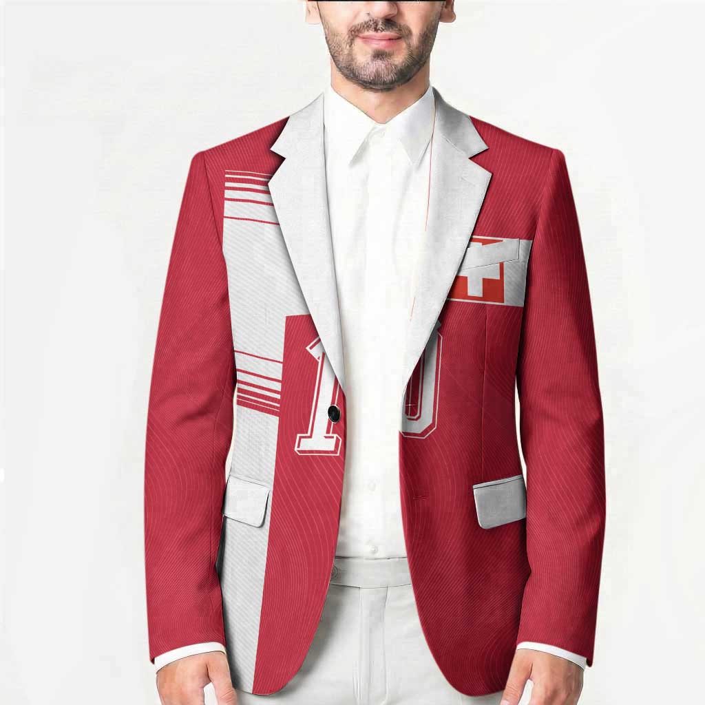 Custom Switzerland National Football Blazer Abstract Topographic Wave Pattern