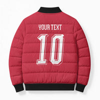 Custom Switzerland National Football Bomber Puffer Jacket Abstract Topographic Wave Pattern