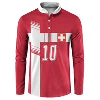 Custom Switzerland National Football Button Sweatshirt Abstract Topographic Wave Pattern