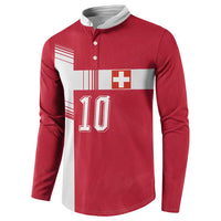 Custom Switzerland National Football Button Sweatshirt Abstract Topographic Wave Pattern