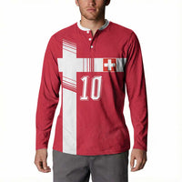 Custom Switzerland National Football Button Sweatshirt Abstract Topographic Wave Pattern