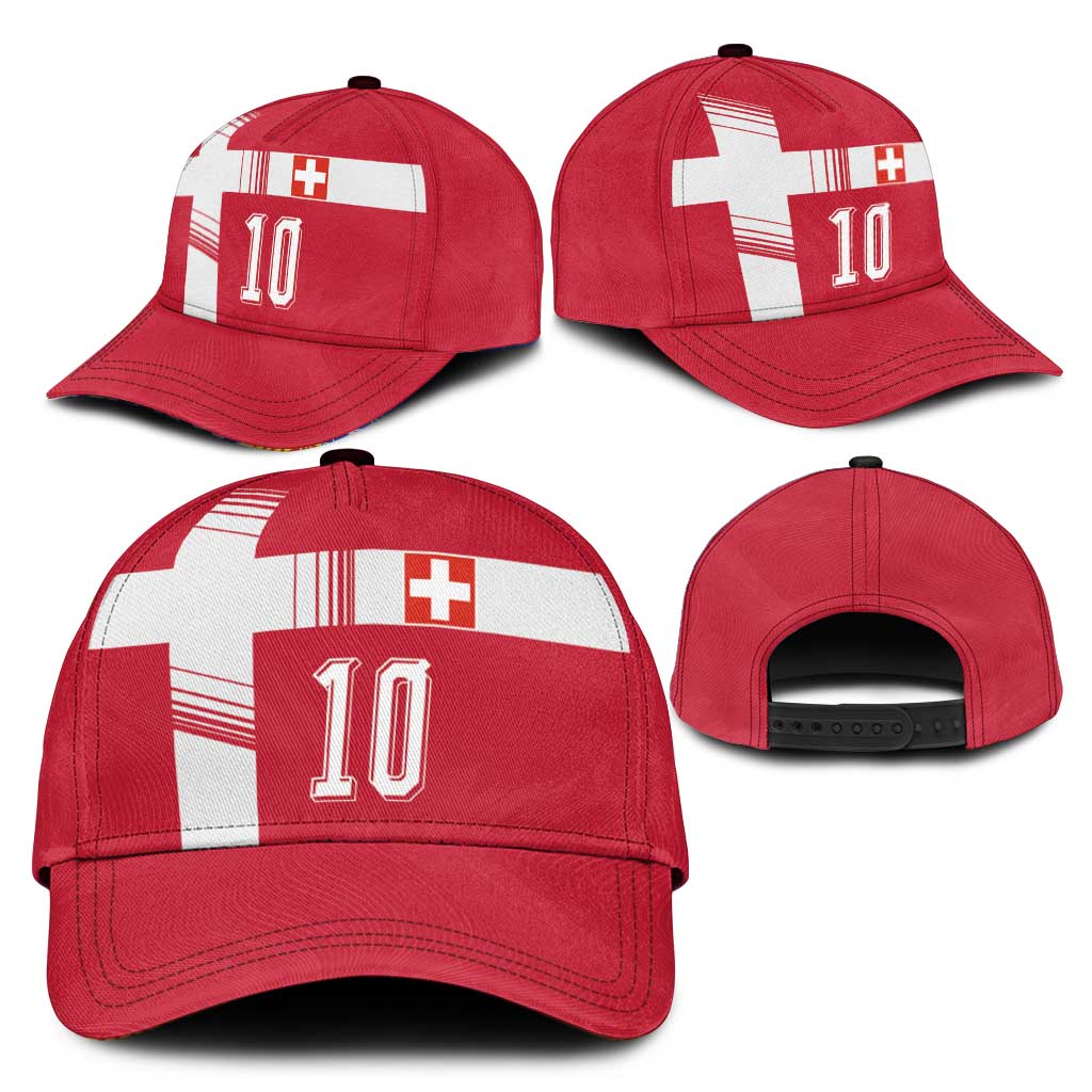 Custom Switzerland National Football Classic Cap Abstract Topographic Wave Pattern