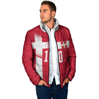 Custom Switzerland National Football Padded Jacket Abstract Topographic Wave Pattern