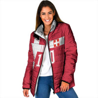 Custom Switzerland National Football Padded Jacket Abstract Topographic Wave Pattern