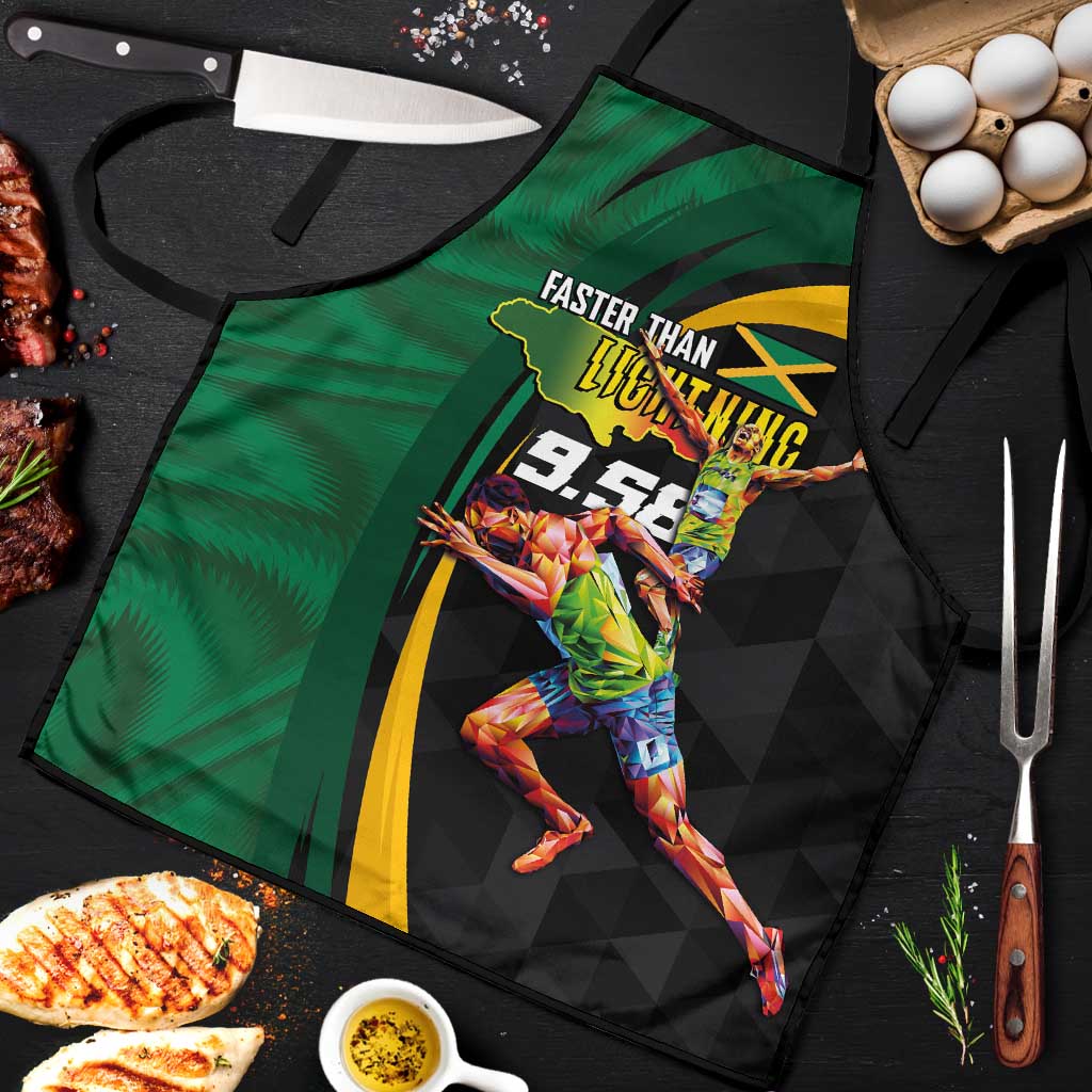 Jamaican Pride Apron 9.58 Seconds-Faster Than Lightning - Wonder Print Shop