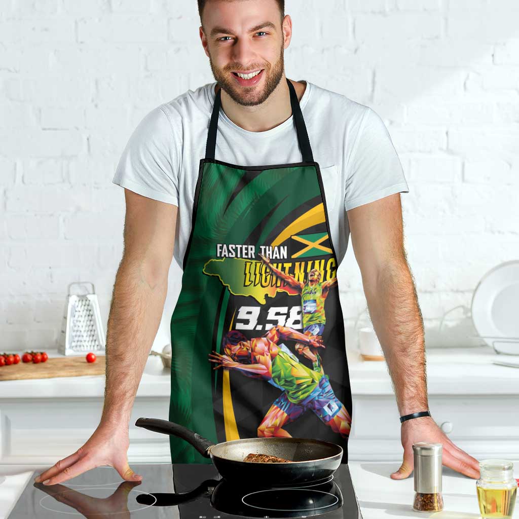Jamaican Pride Apron 9.58 Seconds-Faster Than Lightning - Wonder Print Shop