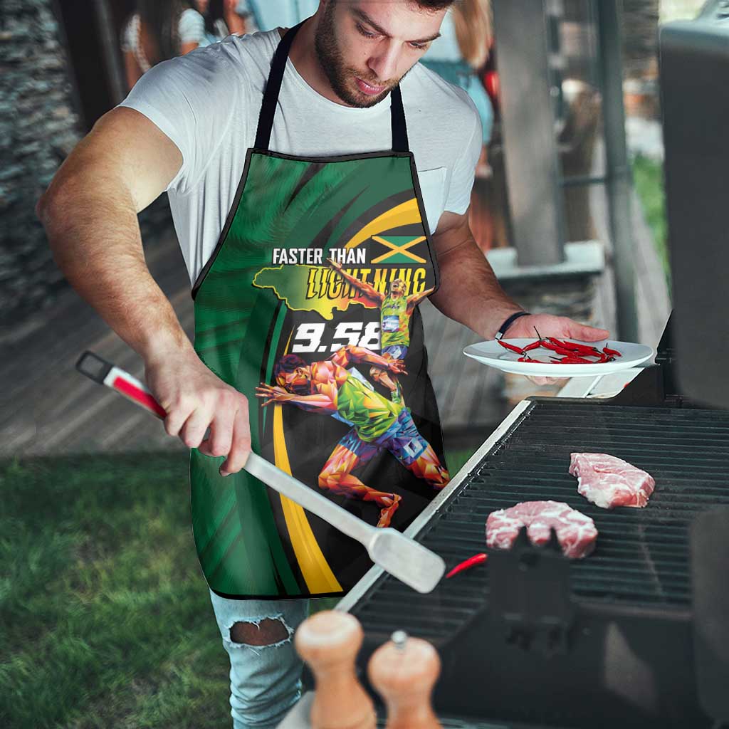 Jamaican Pride Apron 9.58 Seconds-Faster Than Lightning - Wonder Print Shop