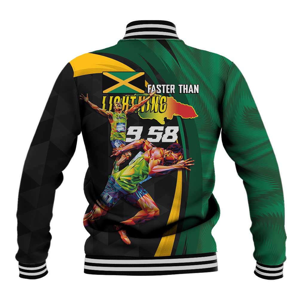 Jamaican Pride Baseball Jacket 9.58 Seconds-Faster Than Lightning - Wonder Print Shop