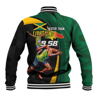 Jamaican Pride Baseball Jacket 9.58 Seconds-Faster Than Lightning - Wonder Print Shop