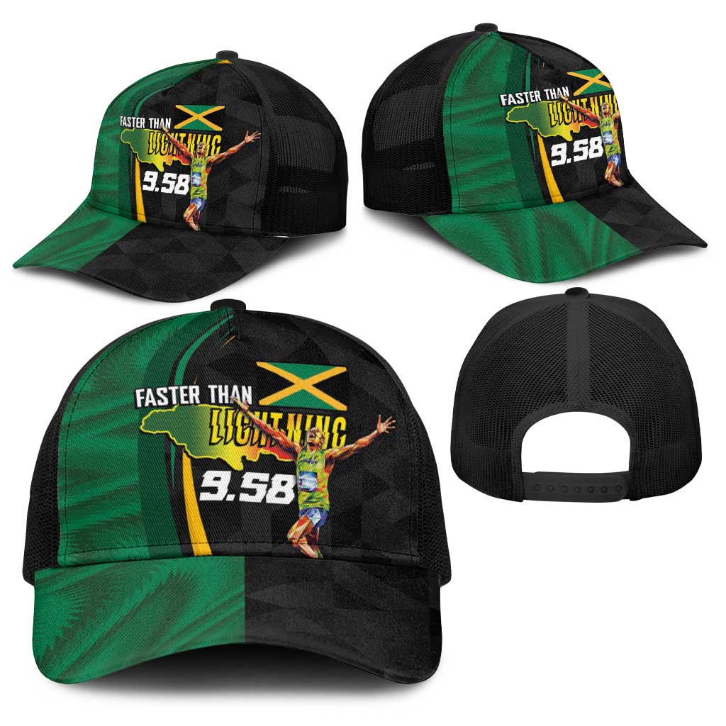 Jamaican Pride Baseball Net Cap 9.58 Seconds-Faster Than Lightning - Wonder Print Shop