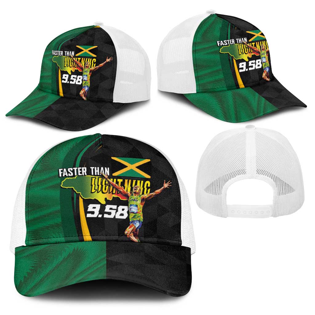 Jamaican Pride Baseball Net Cap 9.58 Seconds-Faster Than Lightning - Wonder Print Shop