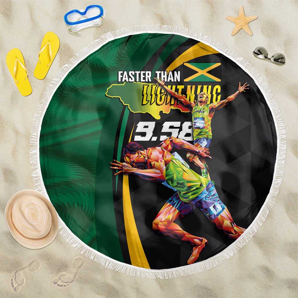 Jamaican Pride Beach Blanket 9.58 Seconds-Faster Than Lightning - Wonder Print Shop