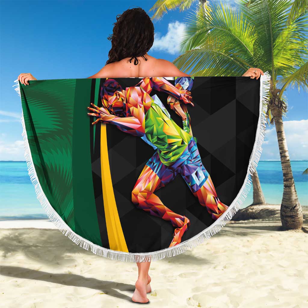 Jamaican Pride Beach Blanket 9.58 Seconds-Faster Than Lightning - Wonder Print Shop