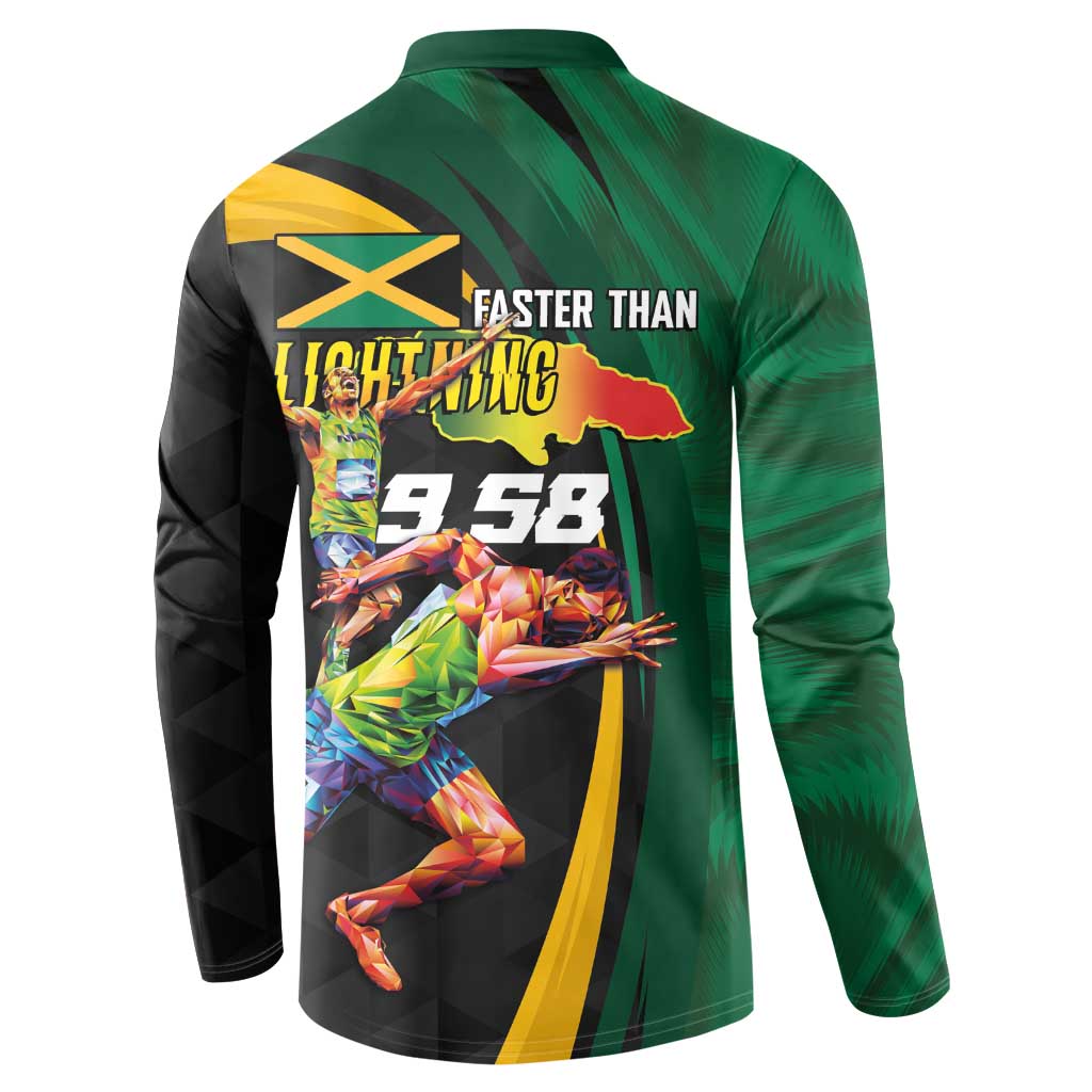 Jamaican Pride Button Sweatshirt 9.58 Seconds-Faster Than Lightning - Wonder Print Shop
