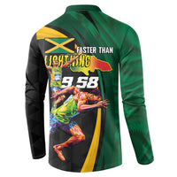 Jamaican Pride Button Sweatshirt 9.58 Seconds-Faster Than Lightning - Wonder Print Shop