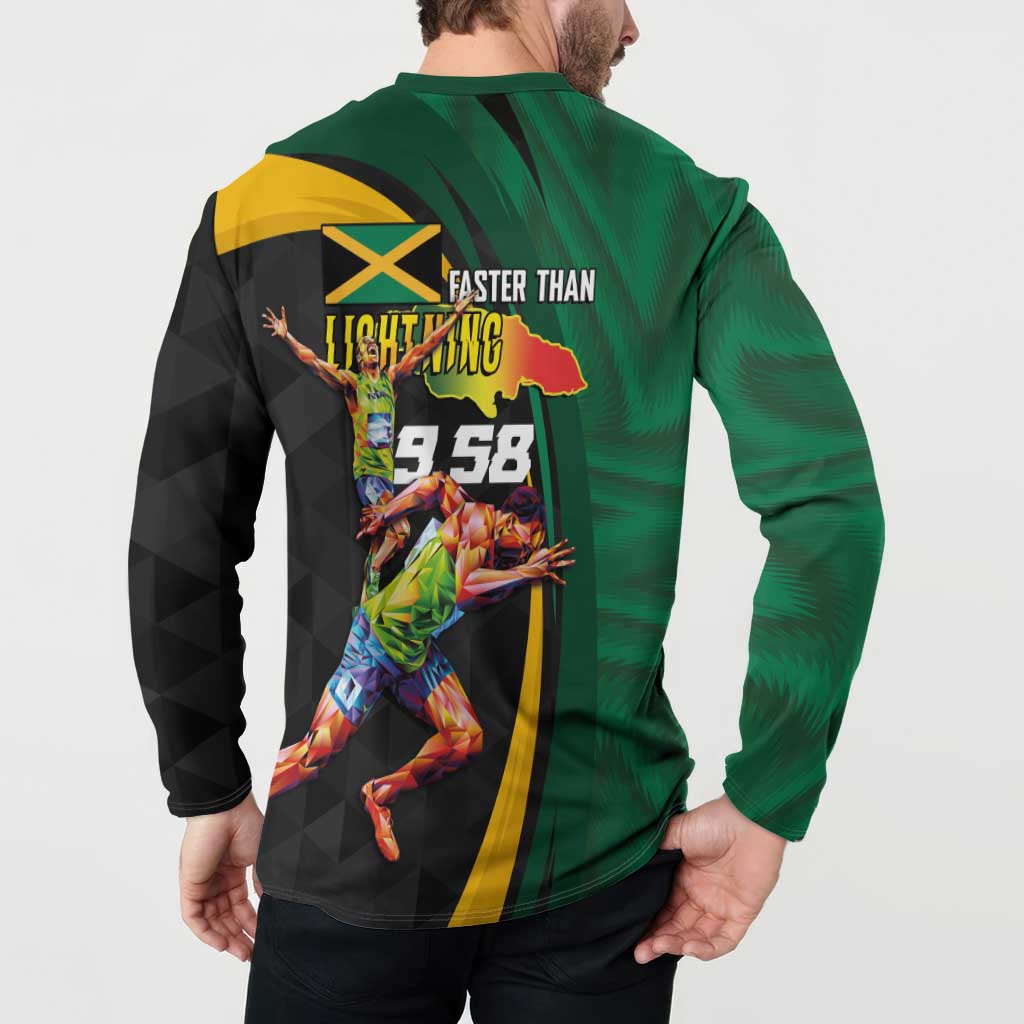Jamaican Pride Button Sweatshirt 9.58 Seconds-Faster Than Lightning - Wonder Print Shop