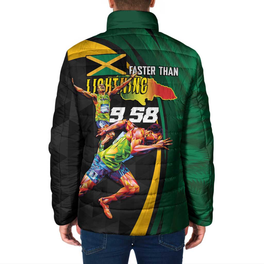 Jamaican Pride Padded Jacket 9.58 Seconds-Faster Than Lightning - Wonder Print Shop