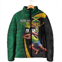 Jamaican Pride Padded Jacket 9.58 Seconds-Faster Than Lightning - Wonder Print Shop