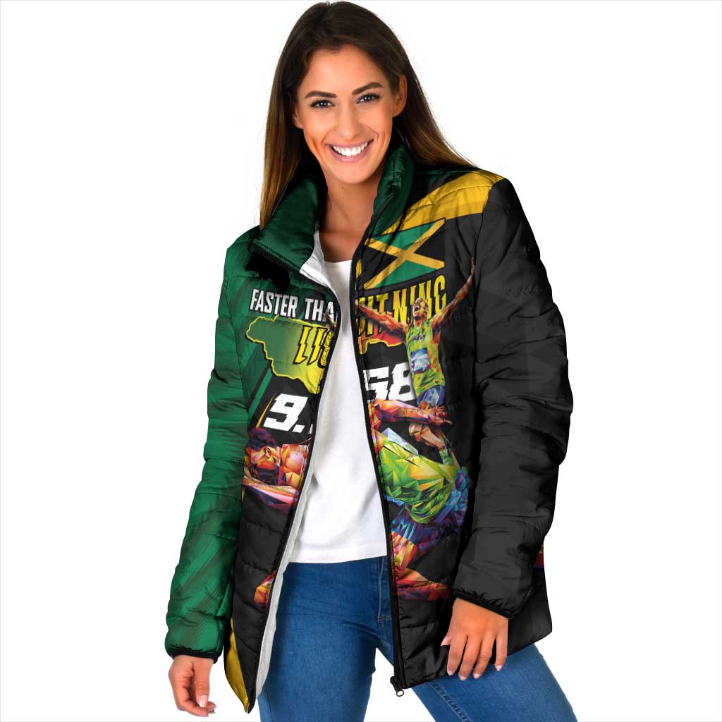 Jamaican Pride Padded Jacket 9.58 Seconds-Faster Than Lightning - Wonder Print Shop