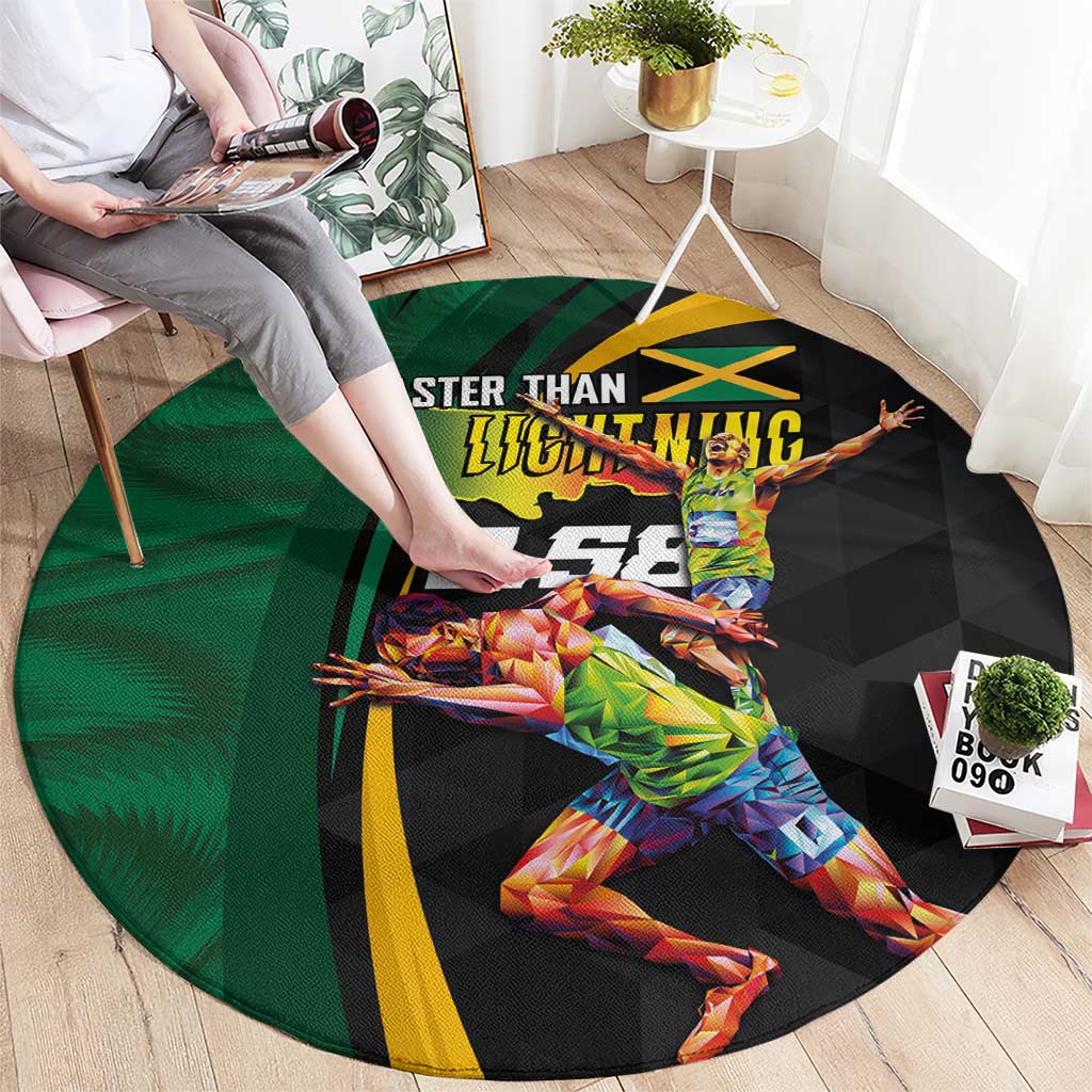 Jamaican Pride Round Carpet 9.58 Seconds-Faster Than Lightning - Wonder Print Shop