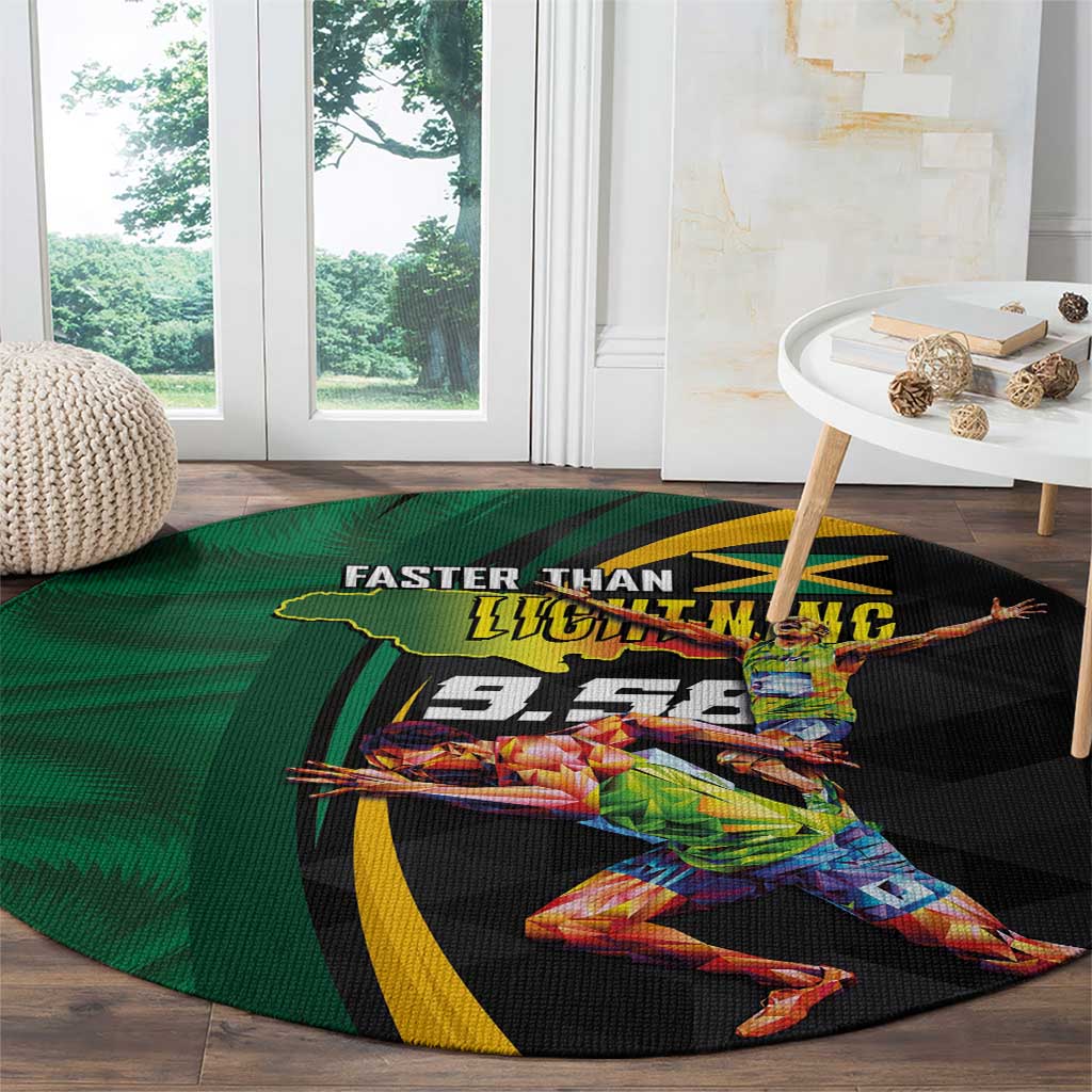 Jamaican Pride Round Carpet 9.58 Seconds-Faster Than Lightning - Wonder Print Shop