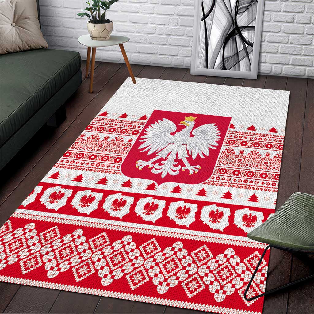 Polish Christmas Area Rug - Poland Emblem and Lachy Sadeckie Pattern - Wonder Print Shop