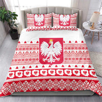 Polish Christmas duvet cover with red-and-white eagle emblem and festive striped border