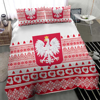 Polish Christmas bedding set featuring a red-and-white center eagle emblem duvet