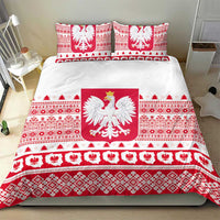 Polish Christmas duvet cover and pillowcases with red-and-white eagle emblem centerpiece