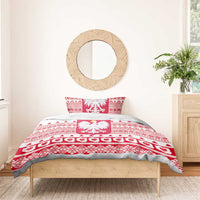 Polish Christmas duvet cover with red-and-white eagle emblem, festive stripes, and motifs