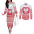 Polish Christmas Couples Matching Off The Shoulder Long Sleeve Dress and Long Sleeve Button Shirt - Poland Emblem and Lachy Sadeckie Pattern