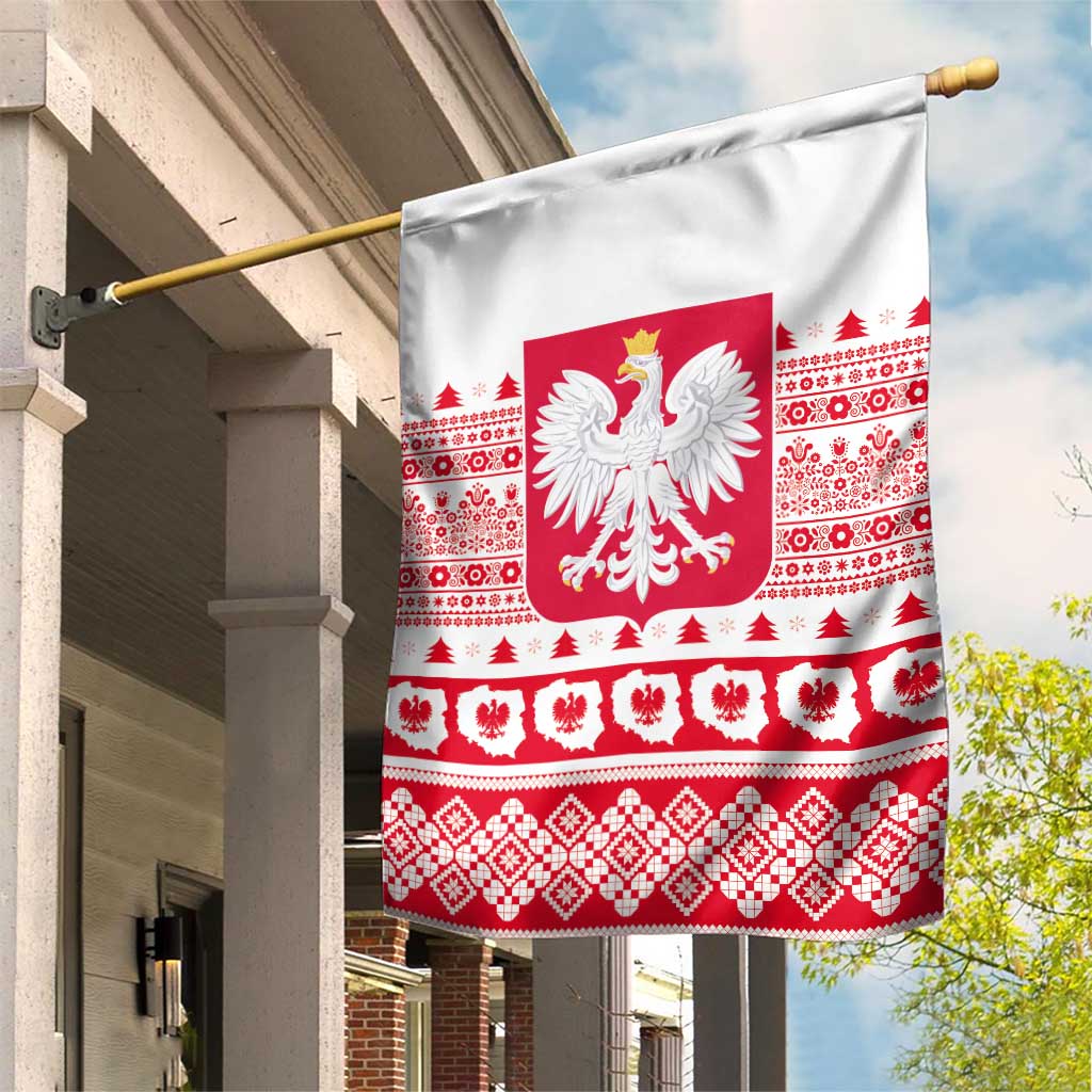 Polish Christmas Garden Flag - Poland Emblem and Lachy Sadeckie Pattern - Wonder Print Shop