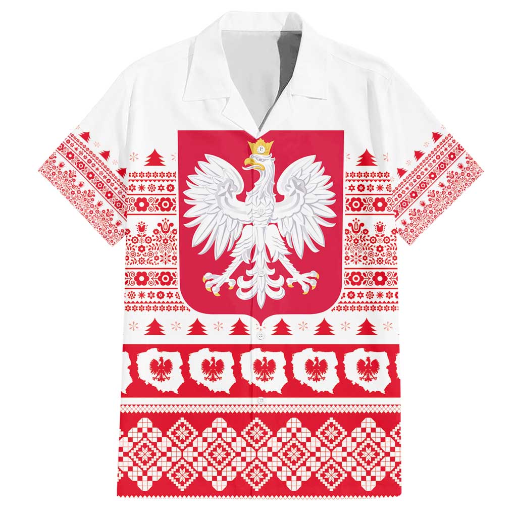 Polish Christmas Hawaiian Shirt - Poland Emblem and Lachy Sadeckie Pattern - Wonder Print Shop